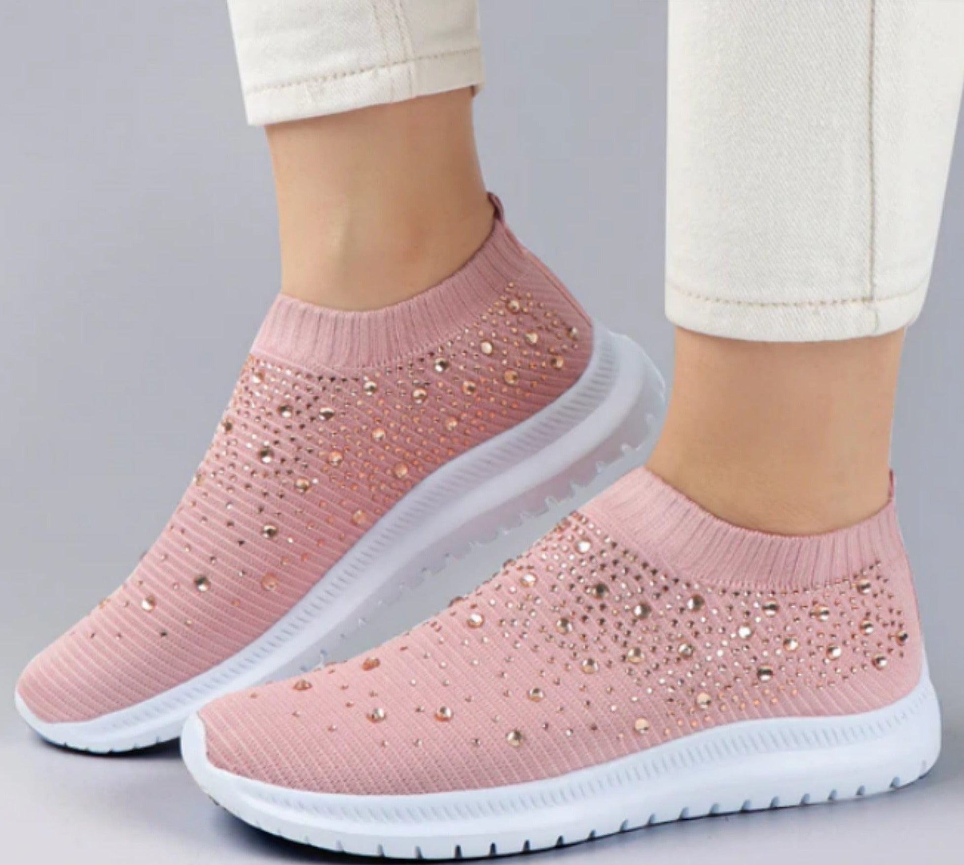 Slip-on orthopedische sneakers - stijlvolle damesschoenen met glitteraccenten