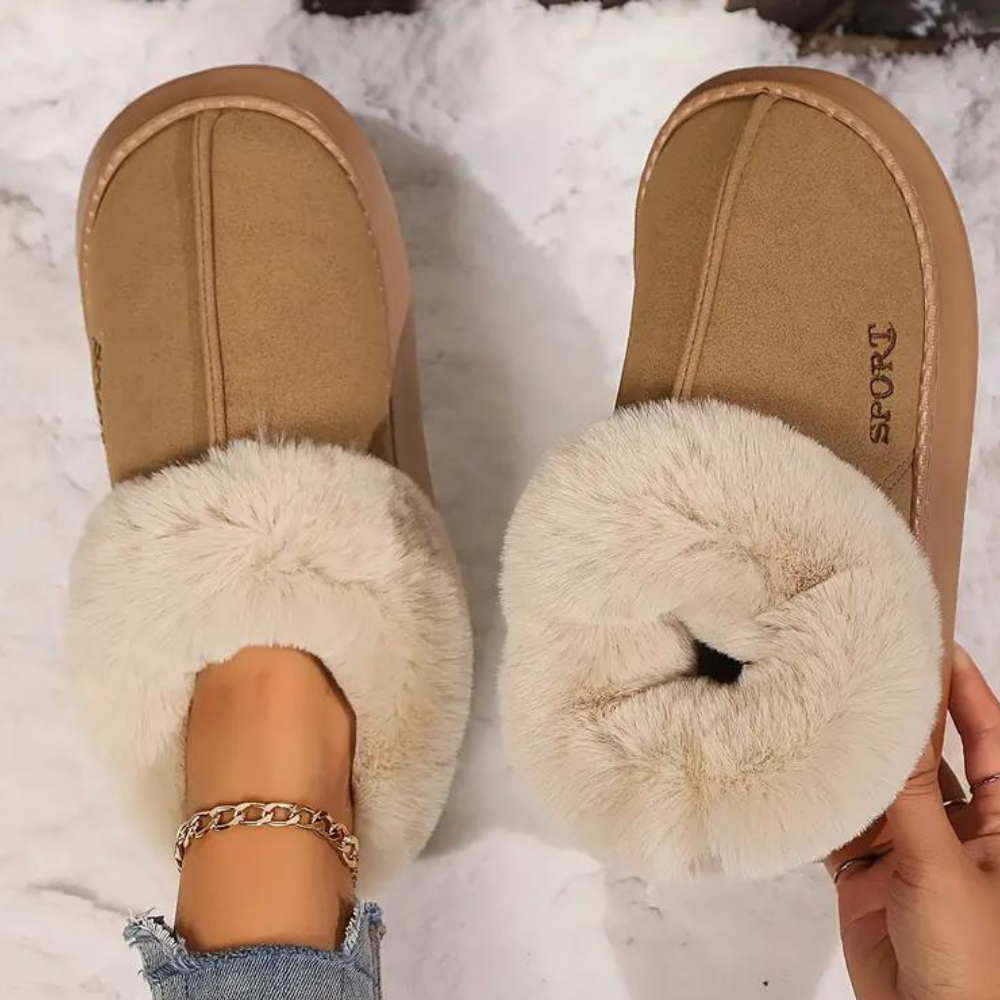 Faux leren slippers - gezellige dames binnenschoenen
