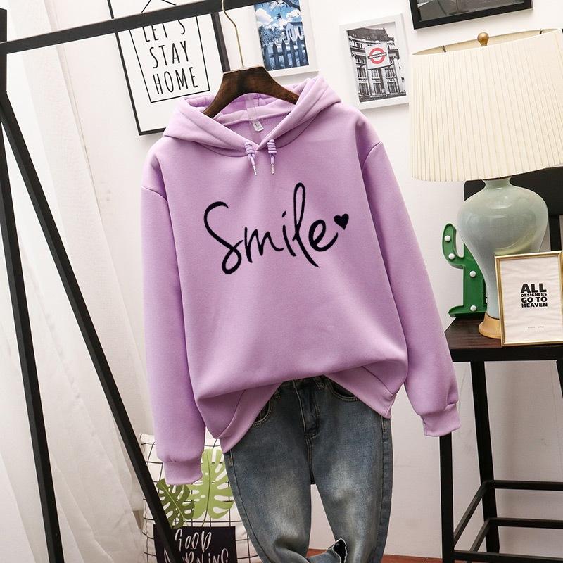 Hoodie met smileyprint - dames sweatshirt met capuchon - Bakkermode.nl