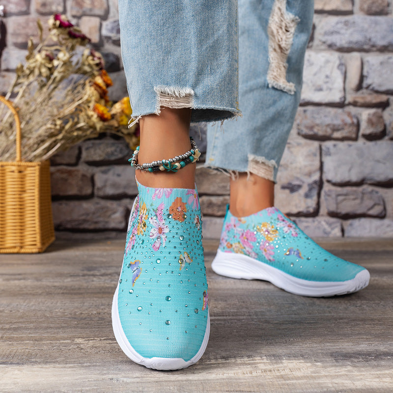 Orthopedische sneakers - dames slip-on schoenen met bloemenpatroon