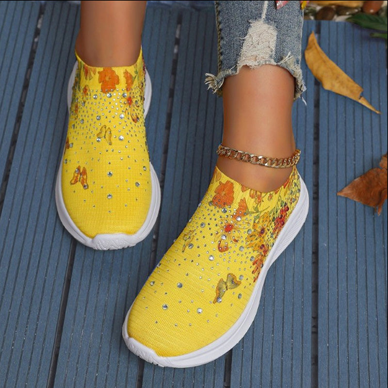 Orthopedische sneakers - dames slip-on schoenen met bloemenpatroon