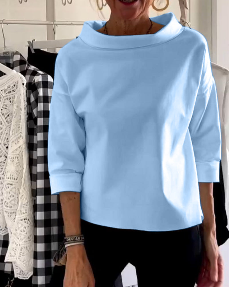 Dames casual blouse met driekwartmouwen – elegante everyday look in ademend materiaal voor op kantoor of in het weekend