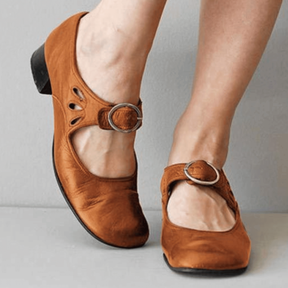 Dames leren mary jane schoenen - stijlvolle flats met gespsluiting