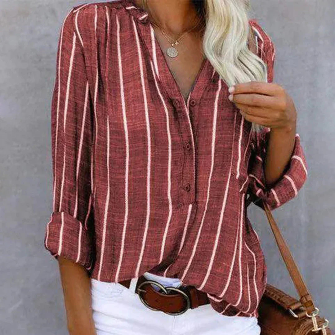 Lichte gestreepte blouse voor casual en zakelijke look - luchtige katoenmix top