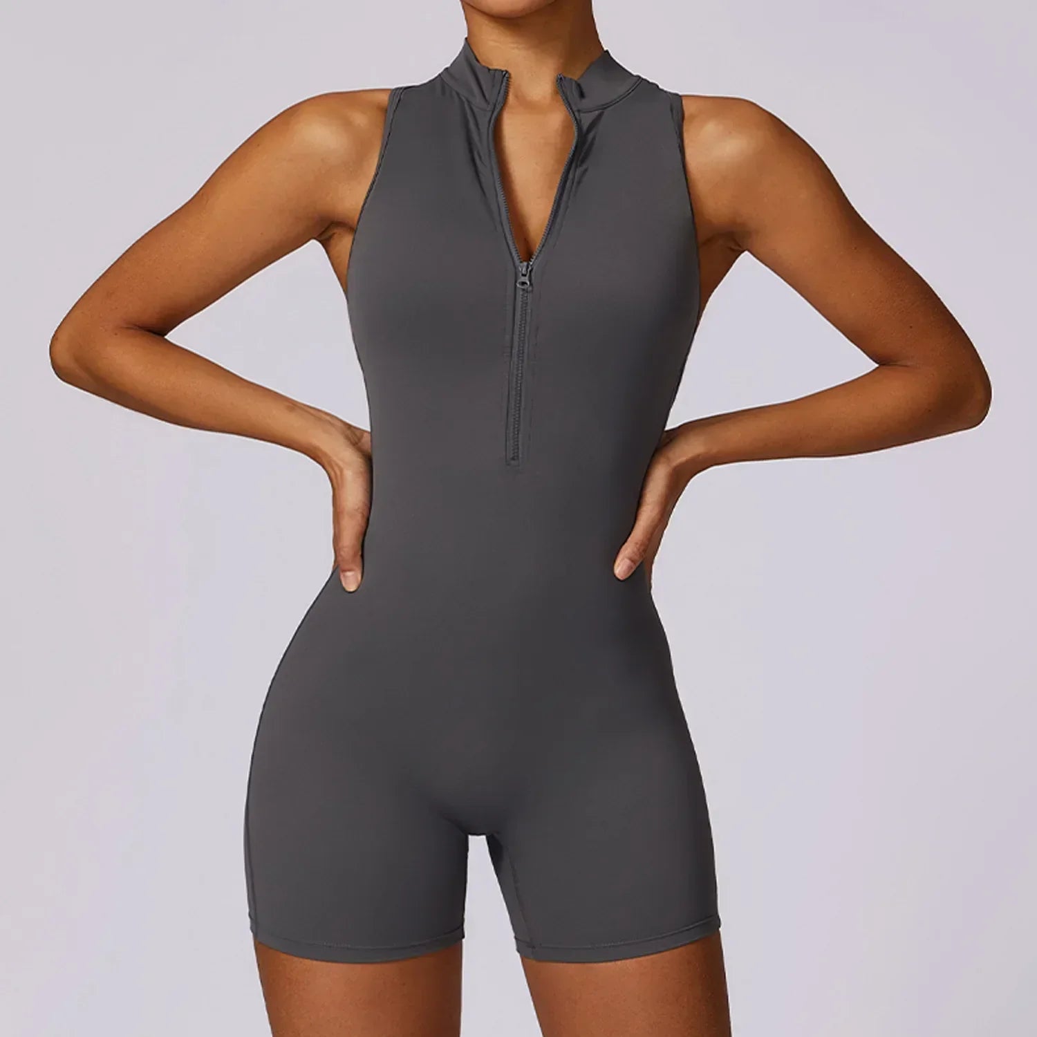 Dames fitness jumpsuit met rits - stijlvolle sportbodysuit