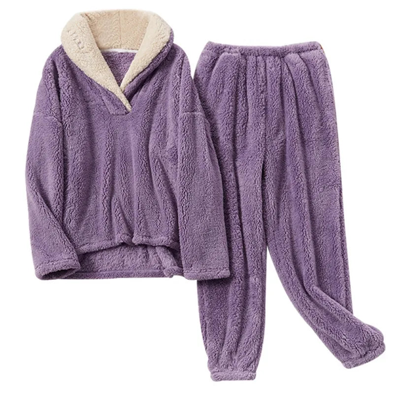Fluffy pyjama set - dames ultra-zachte fleece slaapkleding