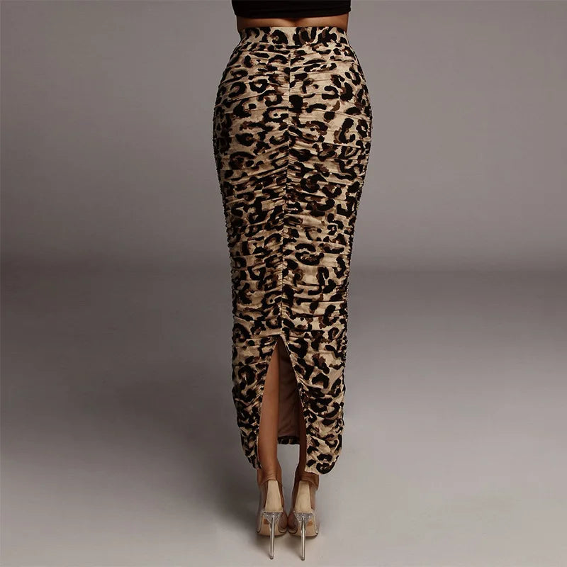 Luipaardprint bodycon maxi rok - Bakkermode.nl