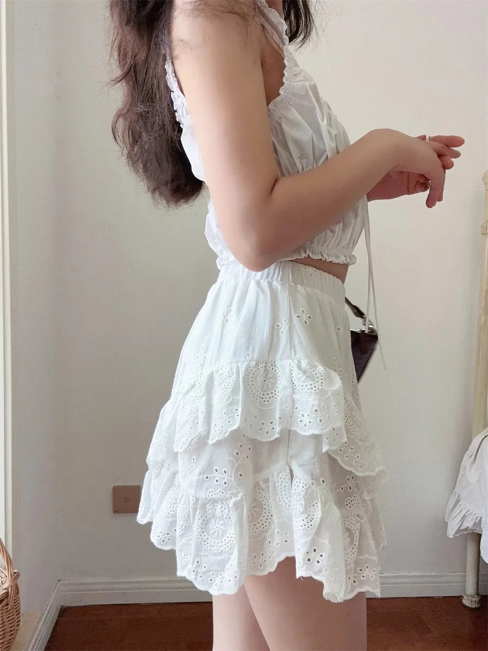 Geborduurde rok met ruches - Bakkermode.nl