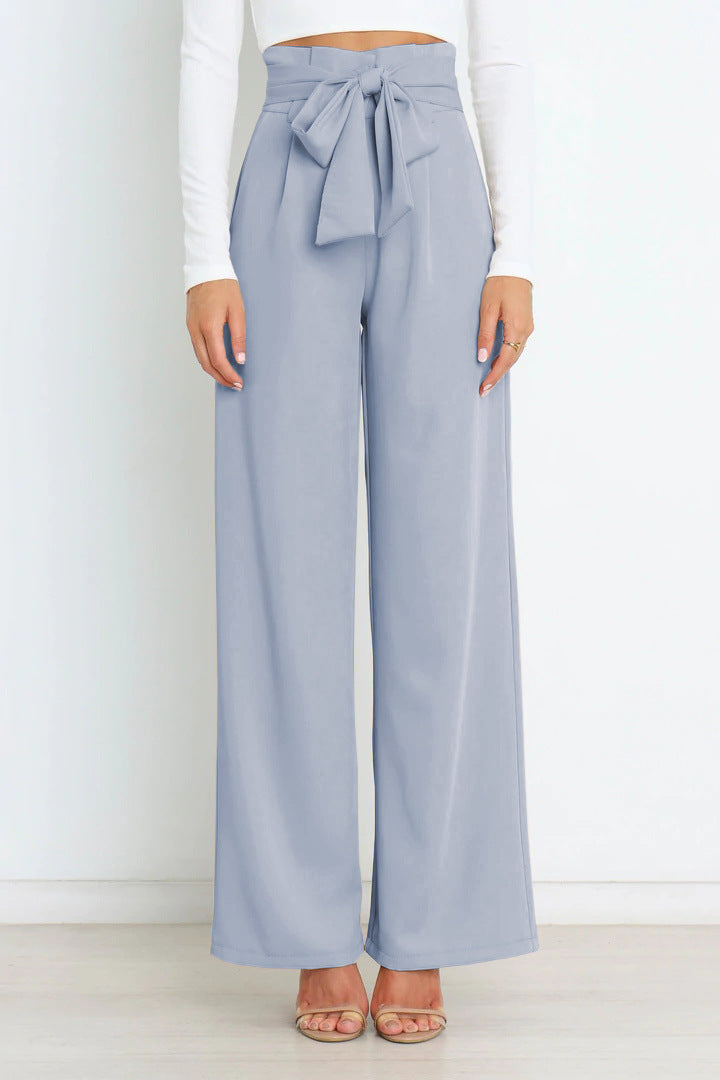 Brede leg trousers - hoge taillebroek met strikdetail voor een chique look