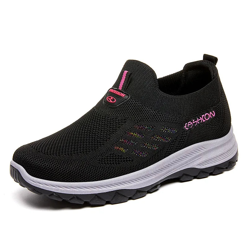 Lichte mesh trainers - handige instappers voor dames