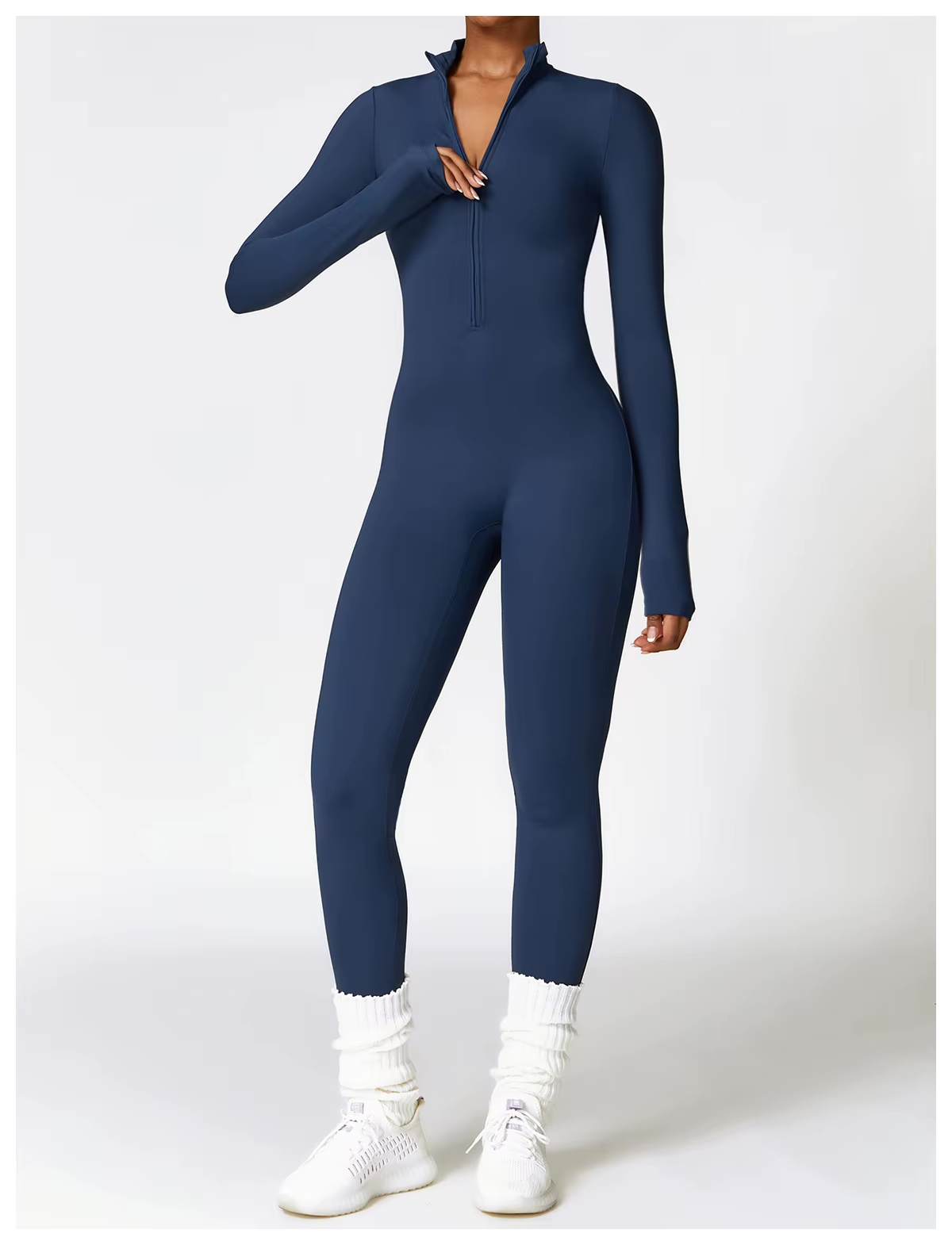 Dames jumpsuit van rekbare stof – veelzijdige lange mouwen outfit voor actieve vrouwen