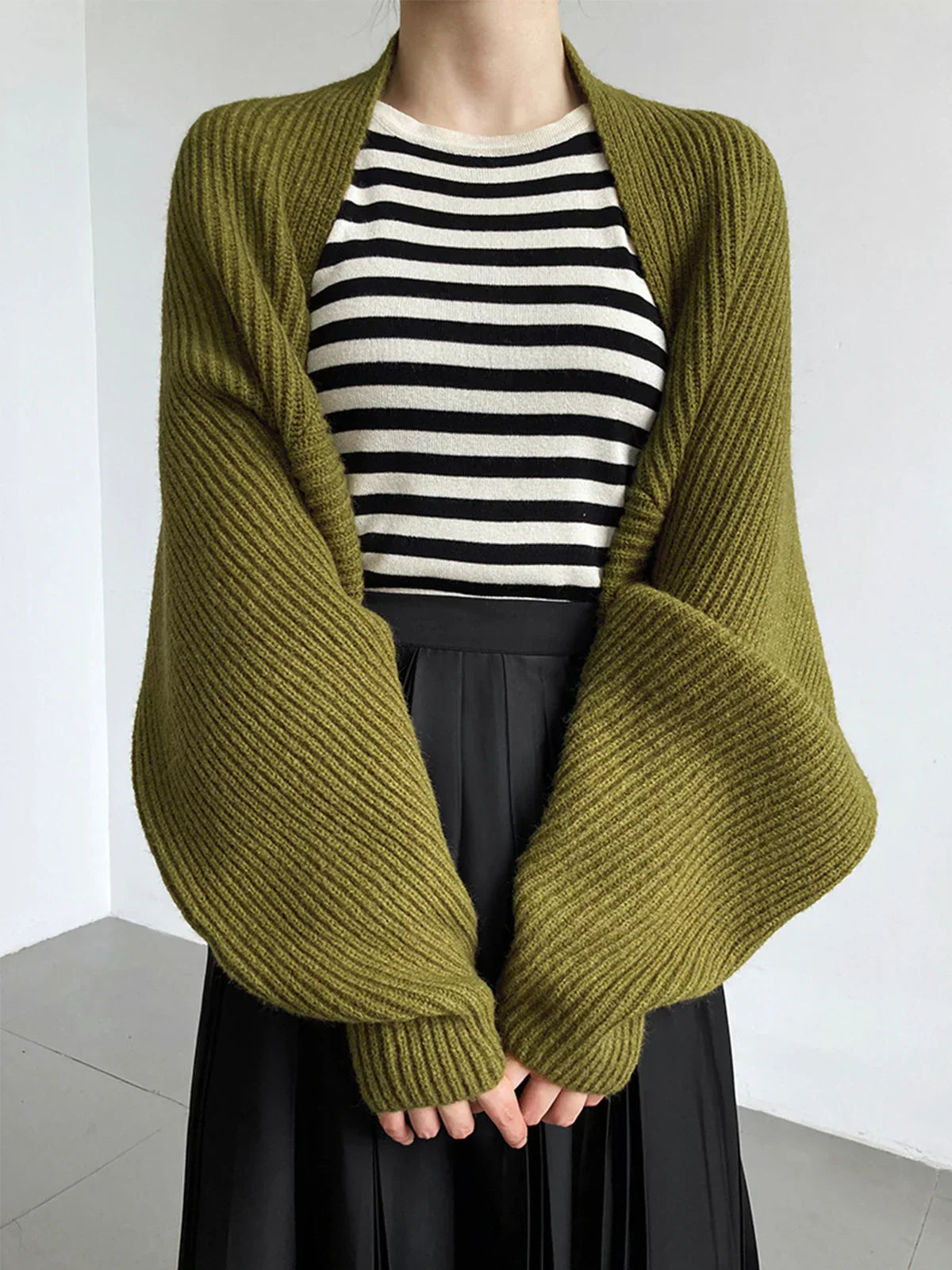 Open shrug pullover - gezellige damestrui