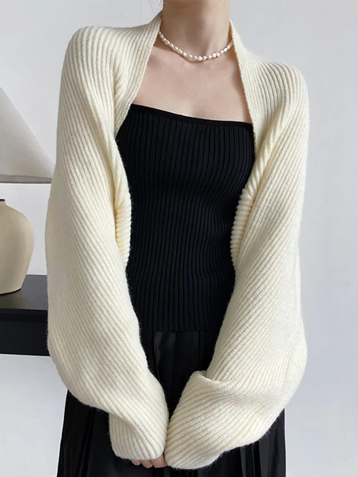 Open shrug pullover - gezellige damestrui