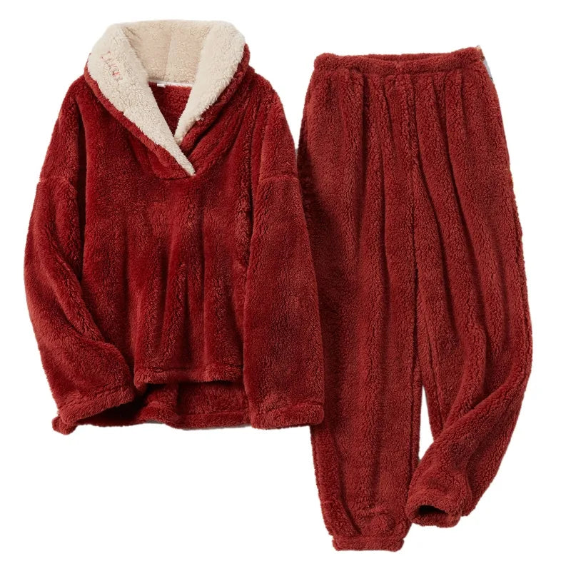 Fluffy pyjama set - dames ultra-zachte fleece slaapkleding
