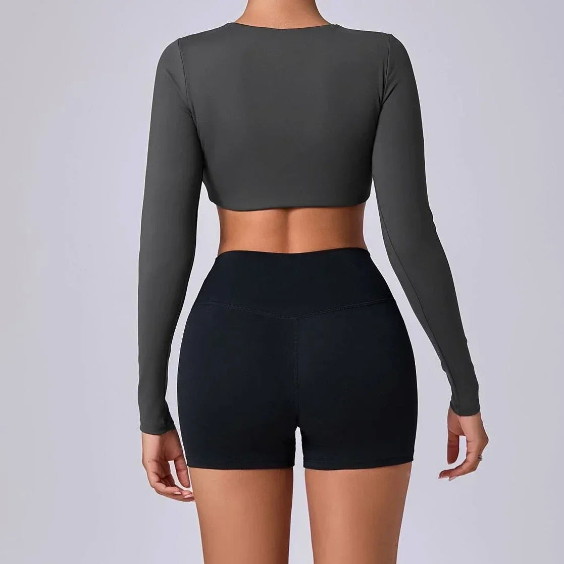 Dames cropped longsleeve top - stijlvolle activewear voor de sportschool en casual wear