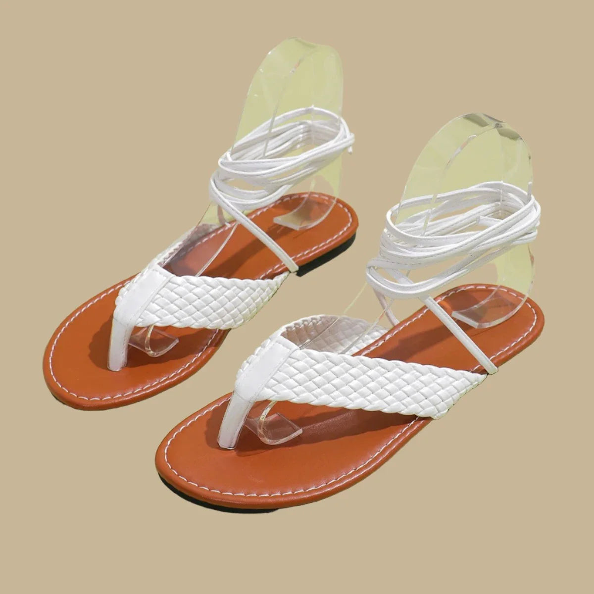 Gevlochten veter-sandalen - Bakkermode.nl