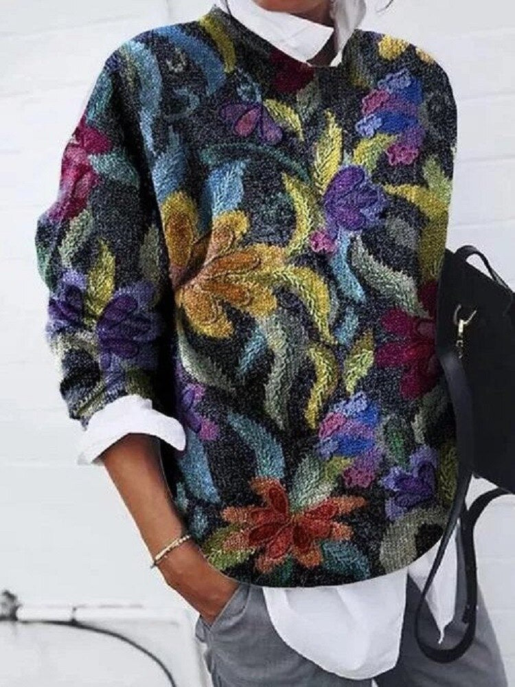 Bloemen gebreide trui - textuur vrouwen sweater