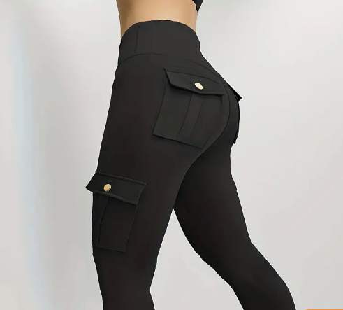 Zwarte cargo leggings - Bakkermode.nl