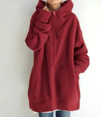 Lange oversized hoodie dames - warme sweater voor herfst en winter - Bakkermode.nl