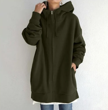 Lange oversized hoodie dames - warme sweater voor herfst en winter - Bakkermode.nl