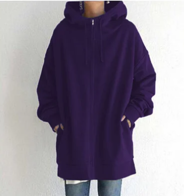 Lange oversized hoodie dames - warme sweater voor herfst en winter - Bakkermode.nl