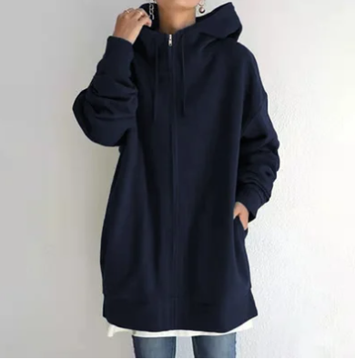 Lange oversized hoodie dames - warme sweater voor herfst en winter - Bakkermode.nl