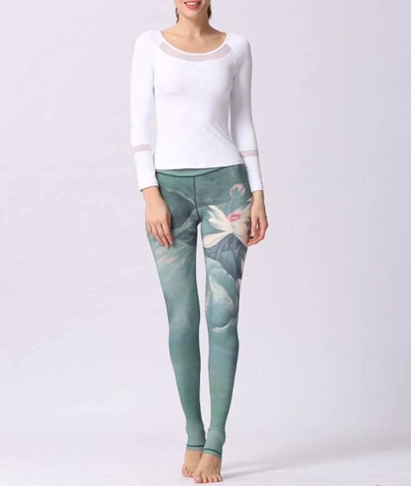 Groene leggings met bloemenprint - Bakkermode.nl