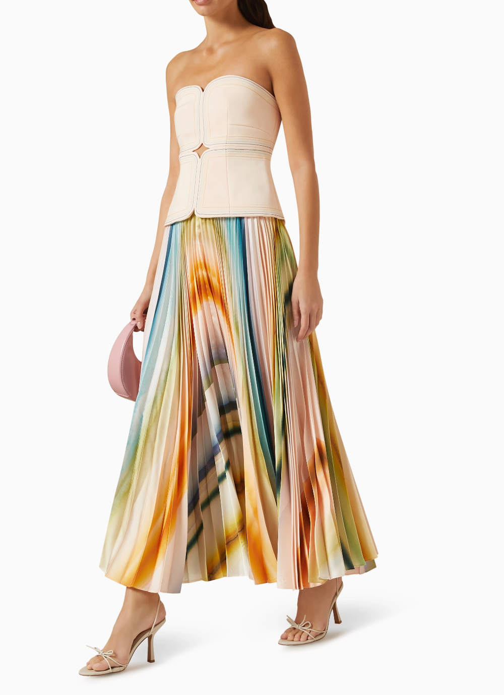 Veelkleurige geplooide rok met abstracte print - Bakkermode.nl