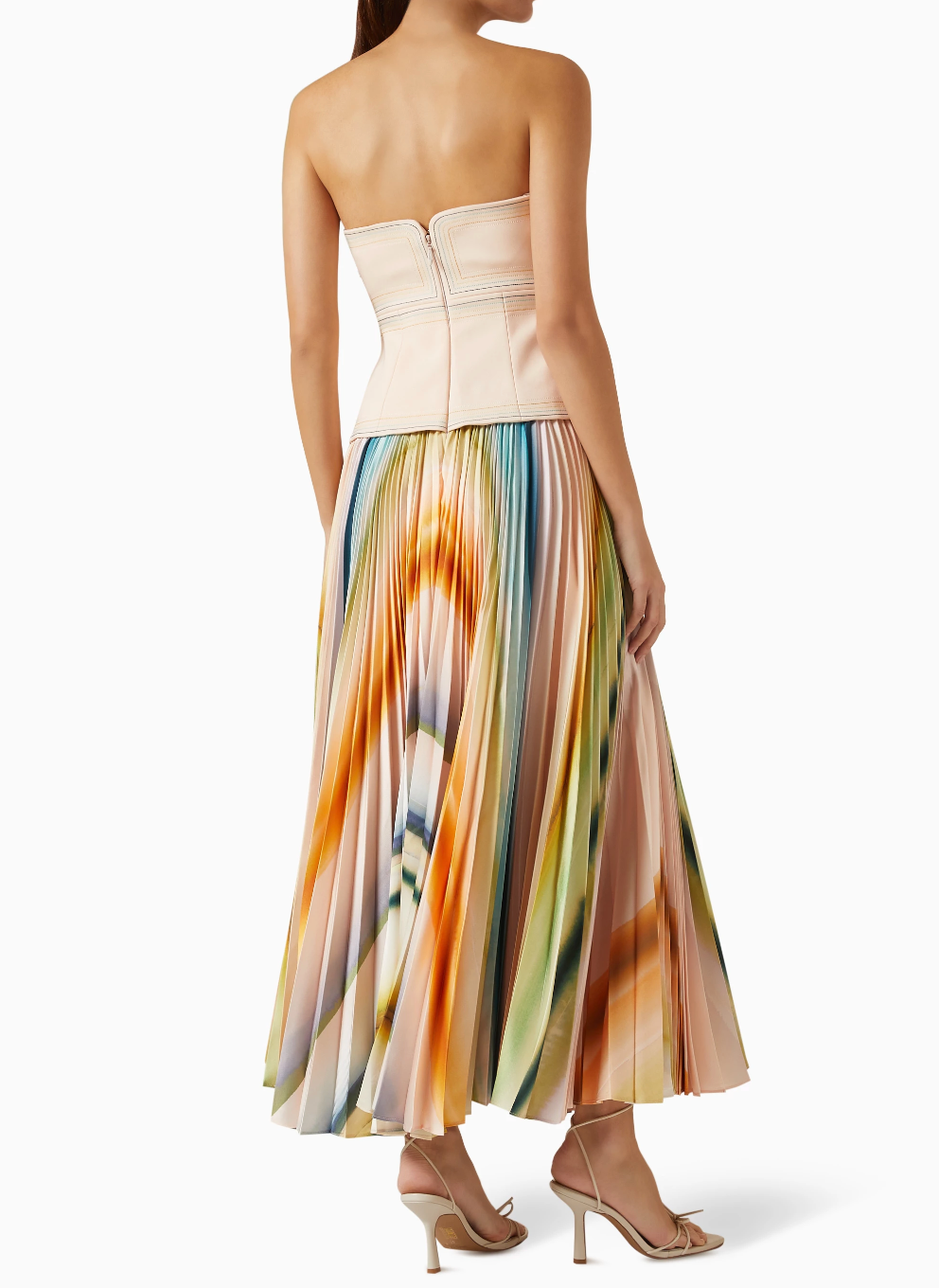 Veelkleurige geplooide rok met abstracte print - Bakkermode.nl