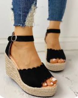 Zwarte Espadrille Sleehakken - Bakkermode.nl