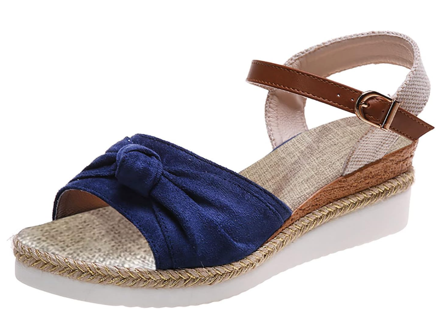 Marineblauwe en bruine sleehaksandalen - Bakkermode.nl