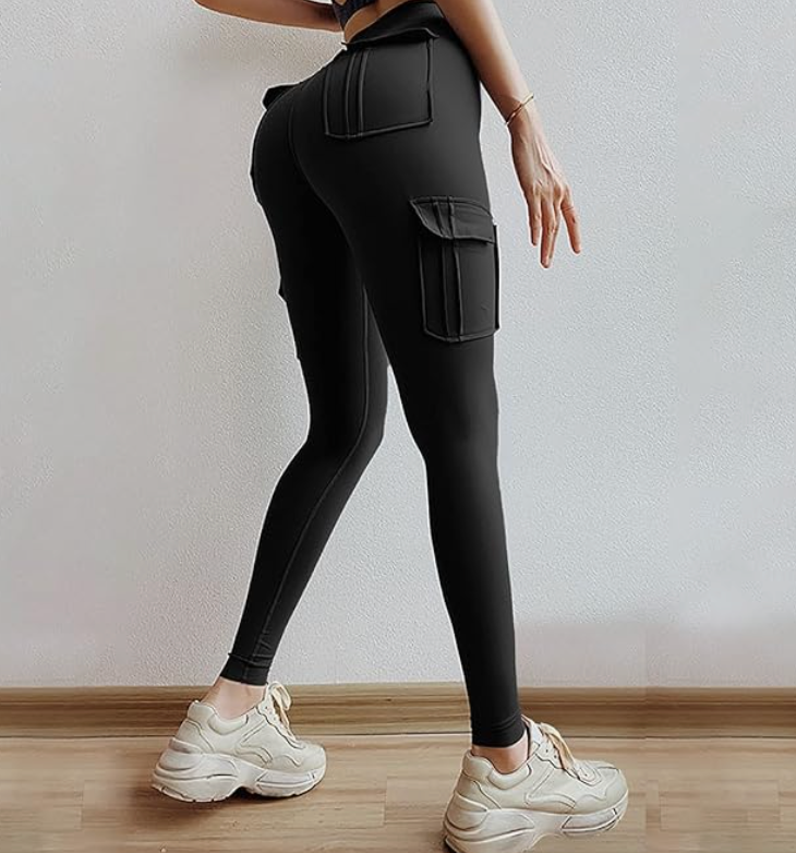 Zwarte cargo leggings - Bakkermode.nl