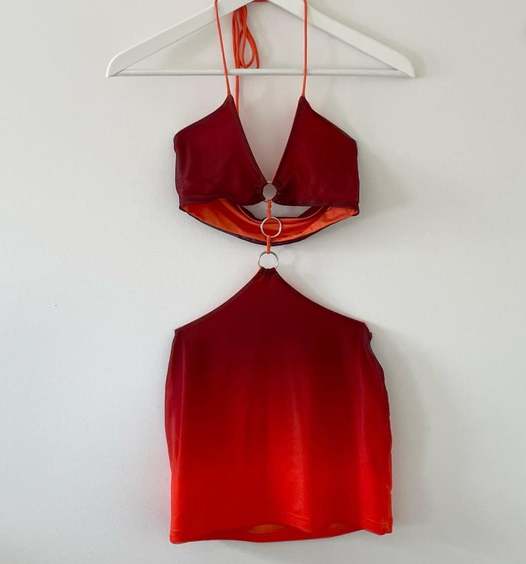 Ombre bikini met cut-outs en jurkje 3-delig - Bakkermode.nl