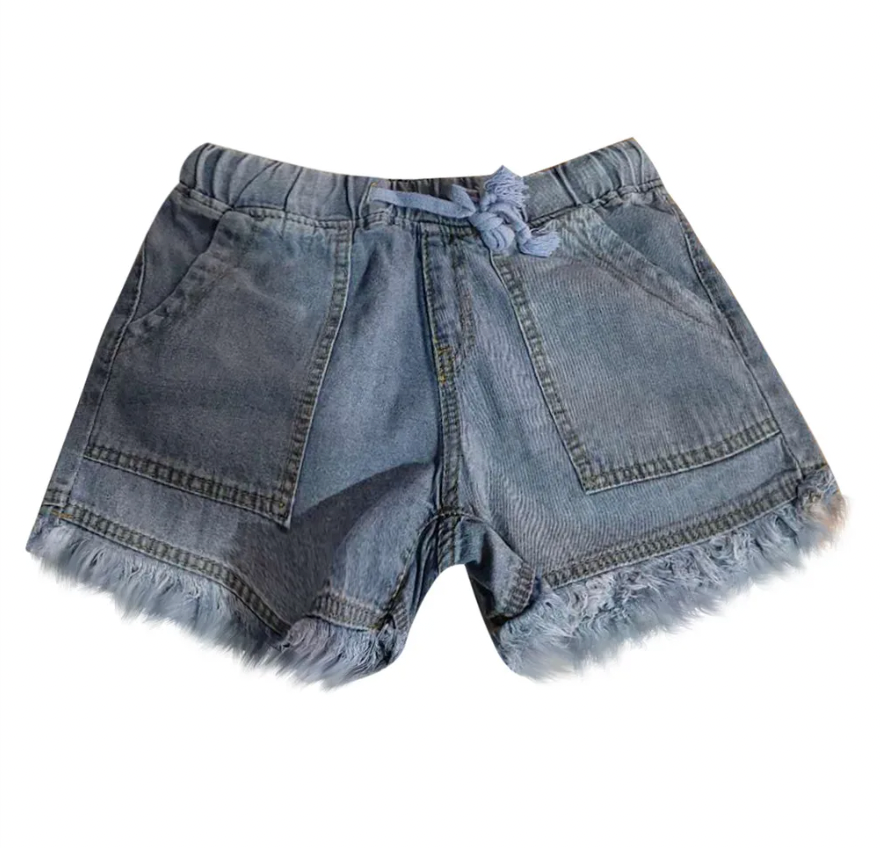 Denim shorts met franje en zakken - Bakkermode.nl