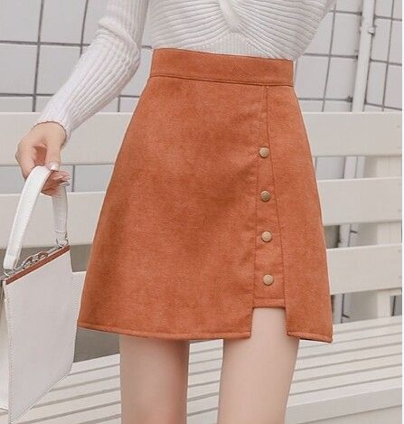 Khaki faux suede mini rok - dames met een strakke, getailleerde pasvorm