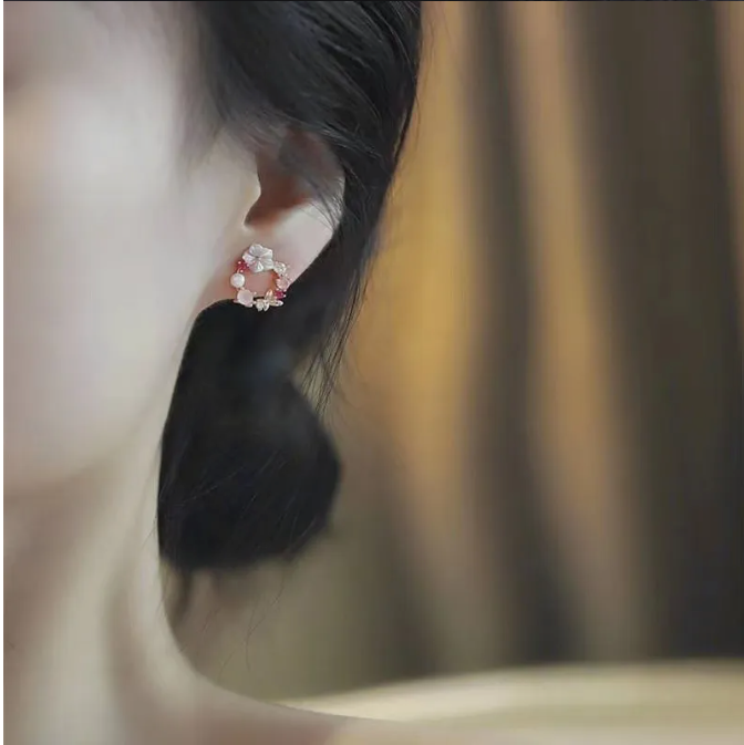 2-delige bloemenhoepel oorbellen - verfijnde zilveren damesjuwelen