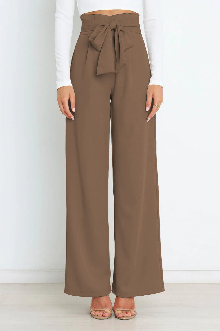 Brede leg trousers - hoge taillebroek met strikdetail voor een chique look