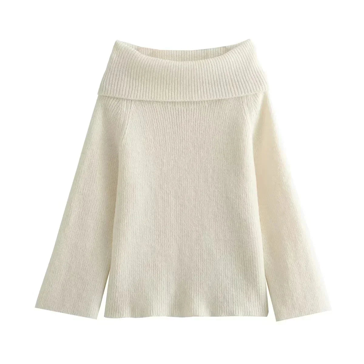 Off-shoulder pullover - leuke dames ribbed knit top - Bakkermode.nl
