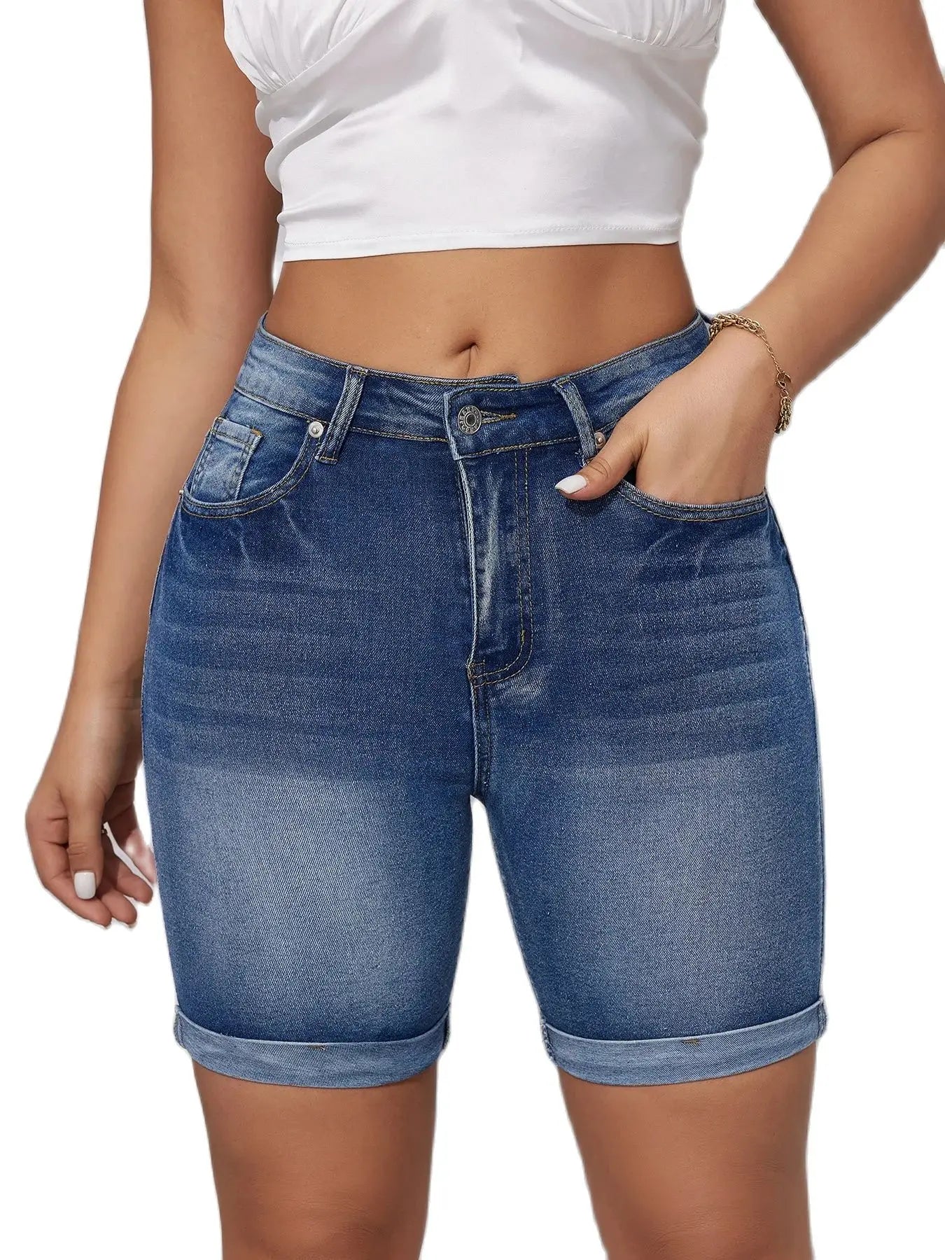Hoge taille denim shorts - Bakkermode.nl