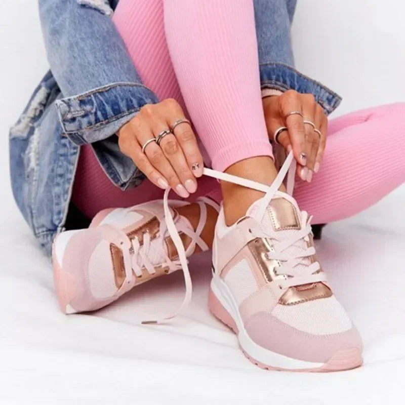 Modieuze platform sneakers dames - lichtgewicht casual schoenen - Bakkermode.nl