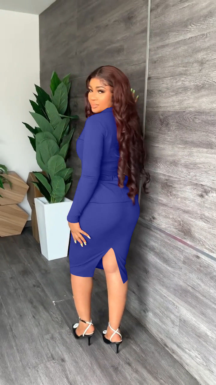 2-delige elegante damesoutfit - bijpassende blazer en kokerrok