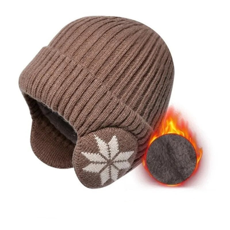 Ontspanningshoed met oorbeschermers - klassieke gebreide damesbeanie