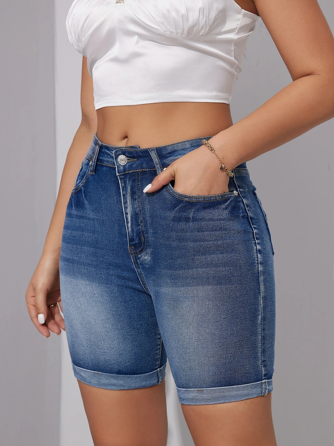 Hoge taille denim shorts - Bakkermode.nl
