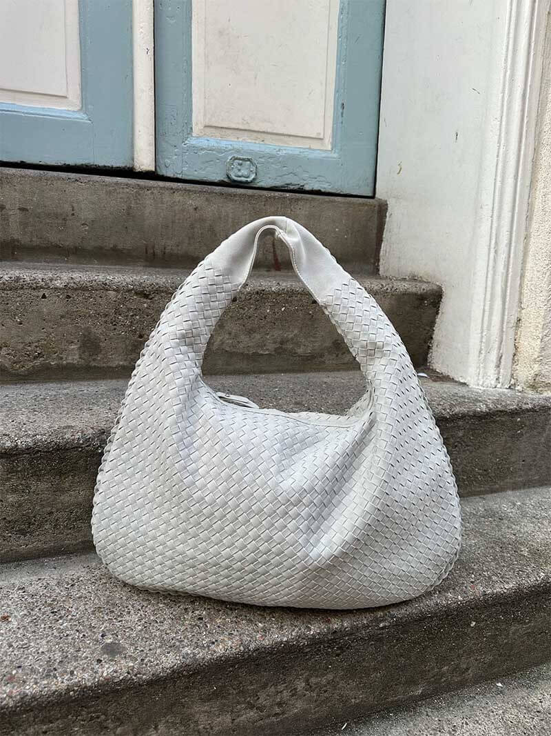 Vintage suède geweven tas voor dames - gevlochten schoudertas - Bakkermode.nl