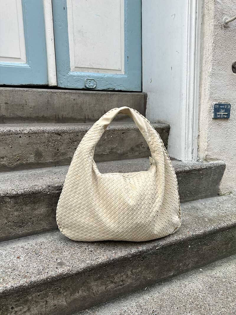 Vintage suède geweven tas voor dames - gevlochten schoudertas - Bakkermode.nl