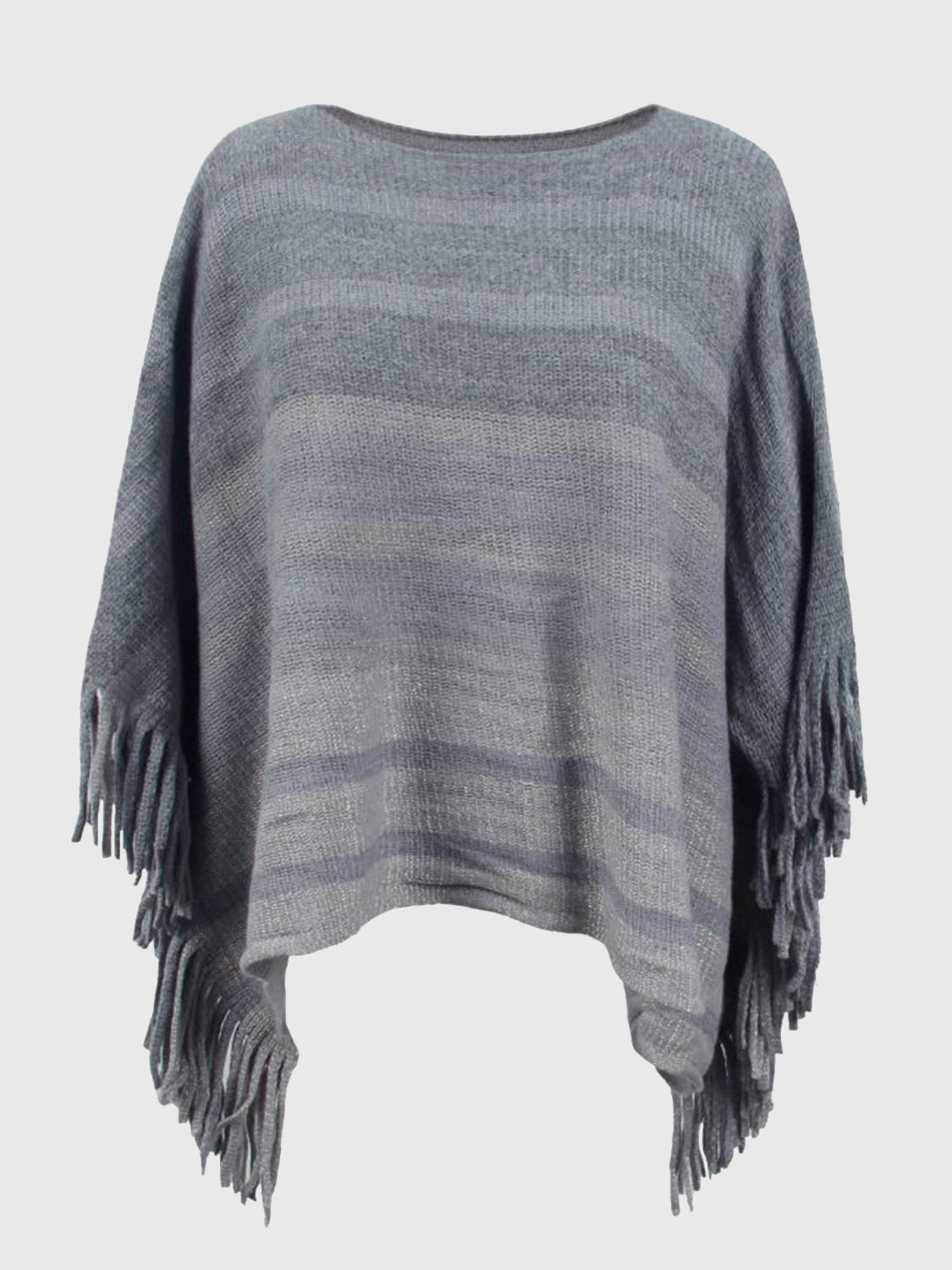 Dames poncho met franjes - stijlvolle gebreide wrap top