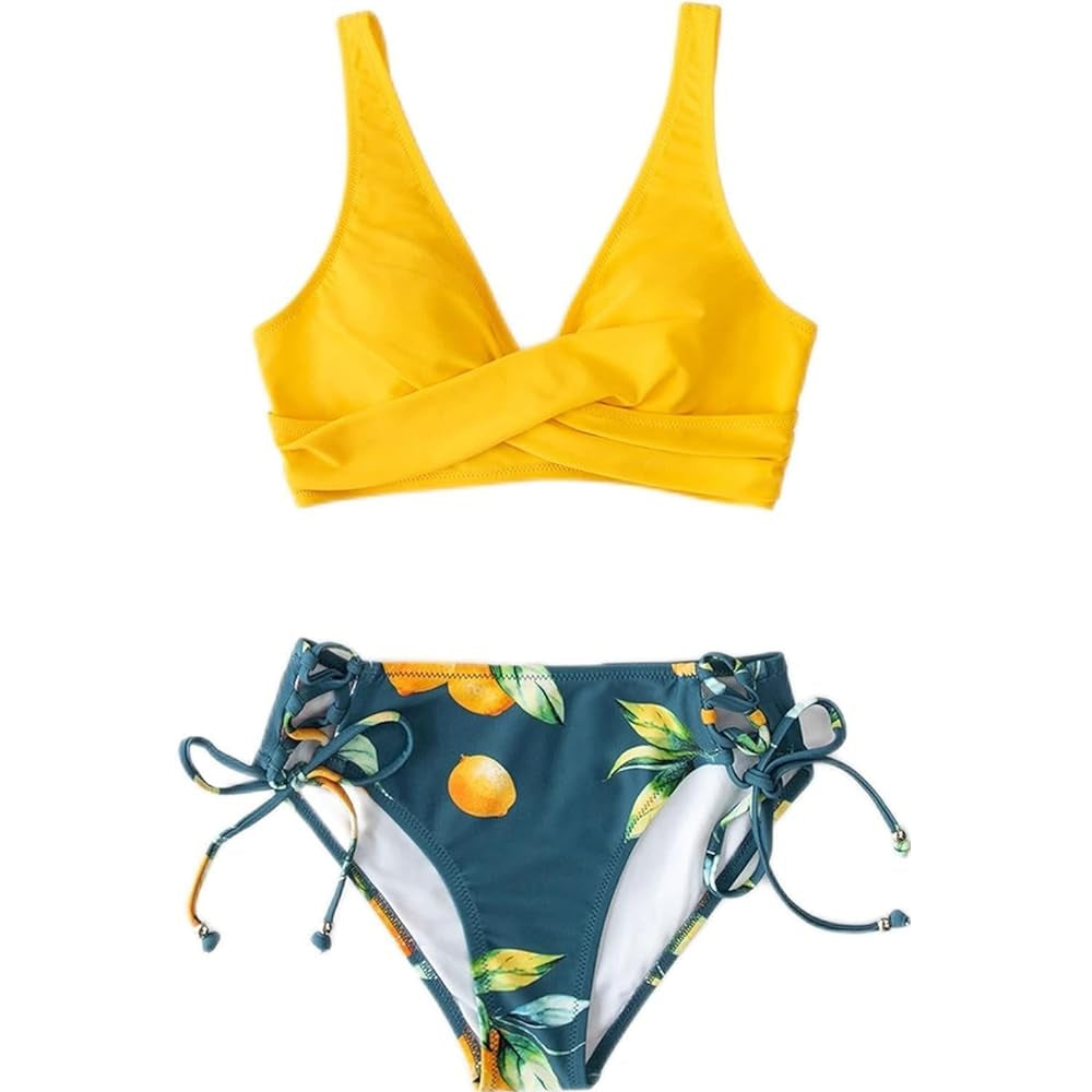 2-delig bikini set - dames wraptop en gemusterde bottoms