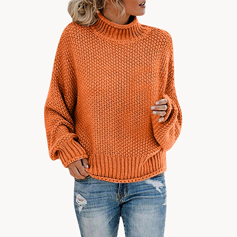 Gebreid trui - elegante hoge hals pullover voor dames