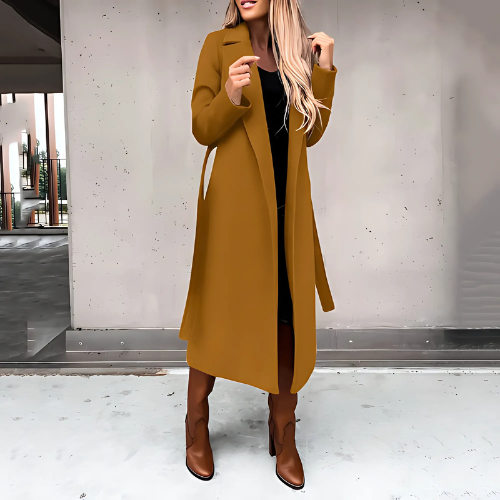 Elegante lange wikkeljas - stijlvolle winterouterwear voor dames - Bakkermode.nl