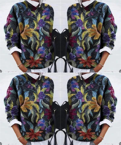 Bloemen gebreide trui - textuur vrouwen sweater